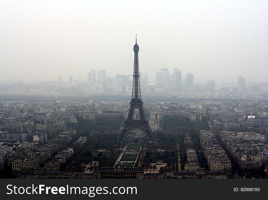 Eiffel Tower View In Foggy Weather