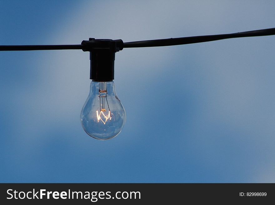 Clear Light Bulb on Wire