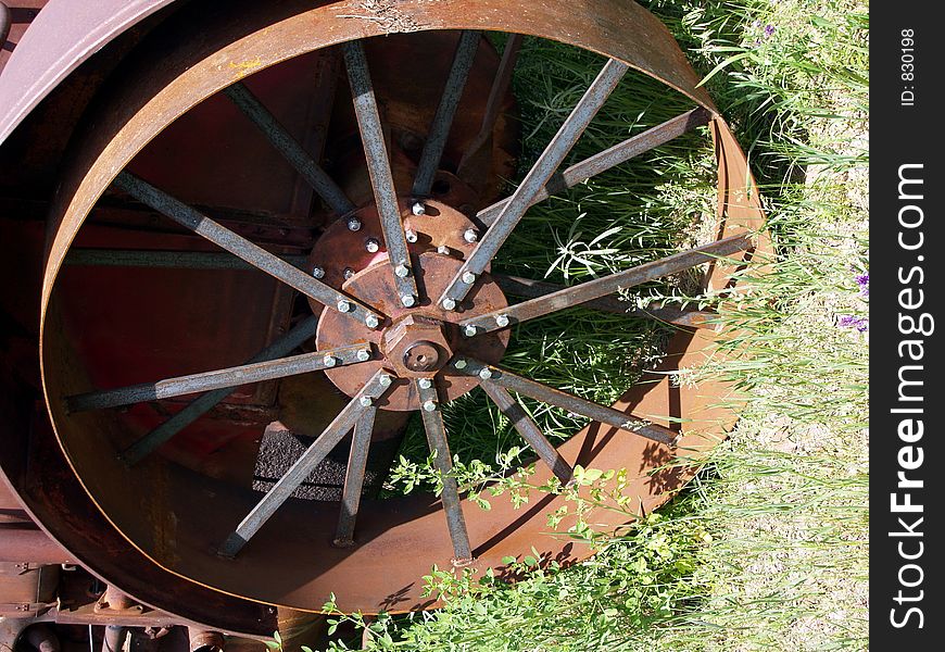 Antique tractor wheel