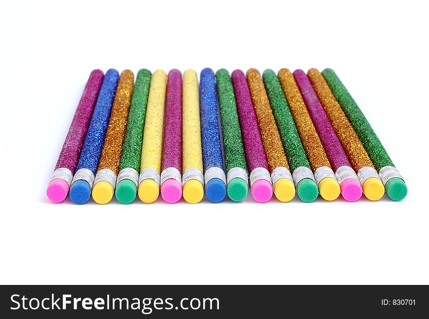 Set of shiny color pencils