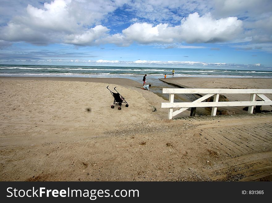 Summer in denmark:beach of loekken, people on the beach. Summer in denmark:beach of loekken, people on the beach
