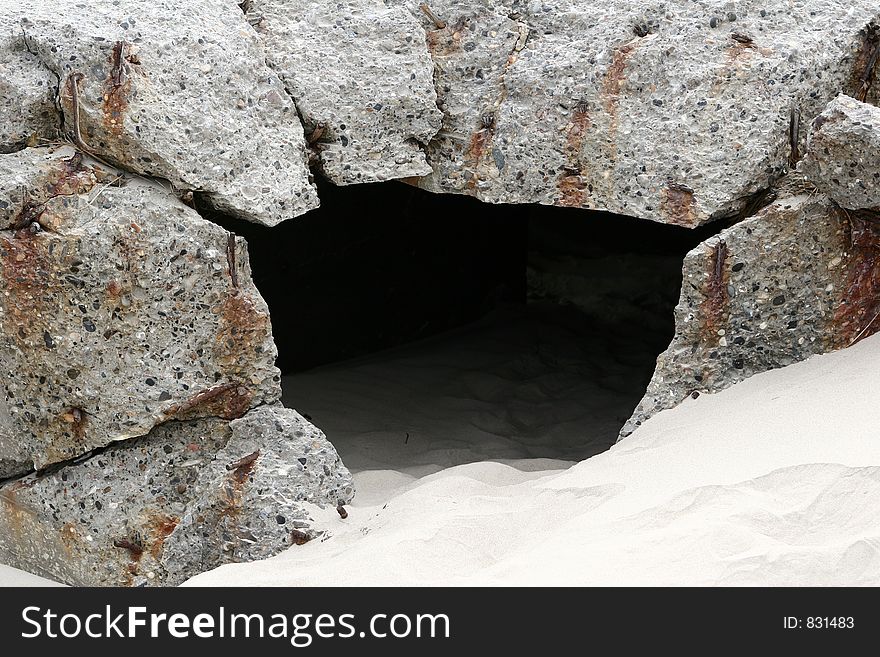 Bunker on a beach  in denmark a sunny summer day