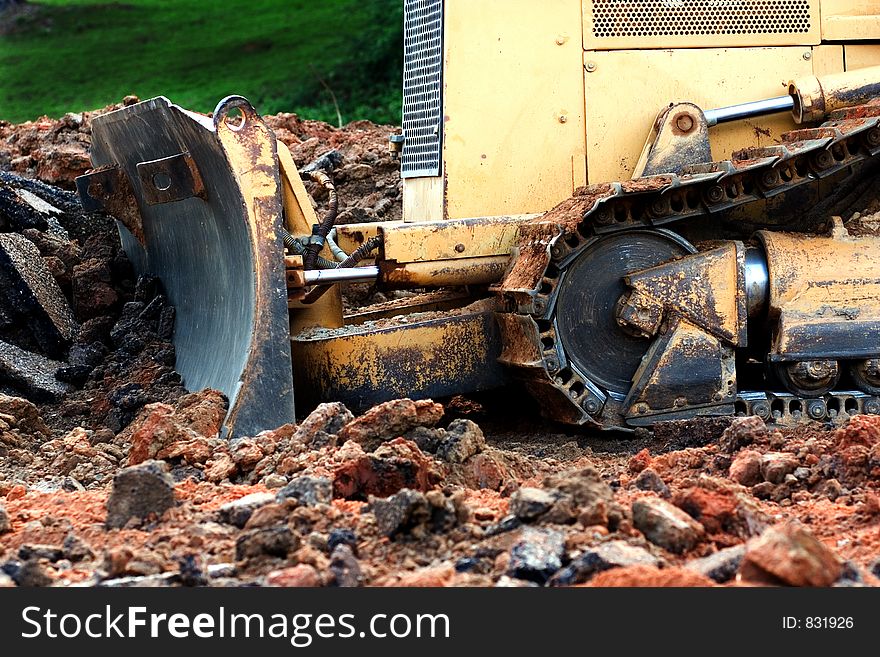 A bulldozer doing what it does best. A bulldozer doing what it does best