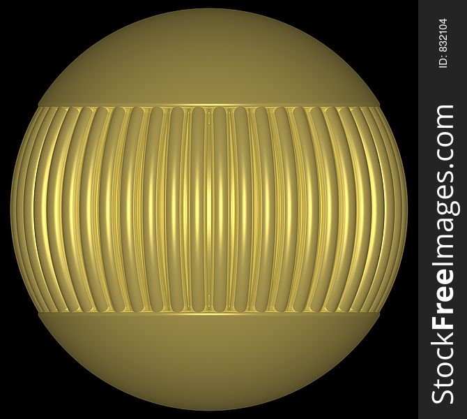 Sphere made with bars, golden pipes and spheres. Sphere made with bars, golden pipes and spheres