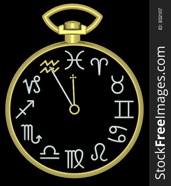 Zodiac Aquarius Clock