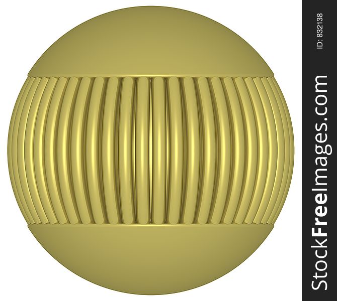 Sphere made with bars, golden pipes and spheres. Sphere made with bars, golden pipes and spheres