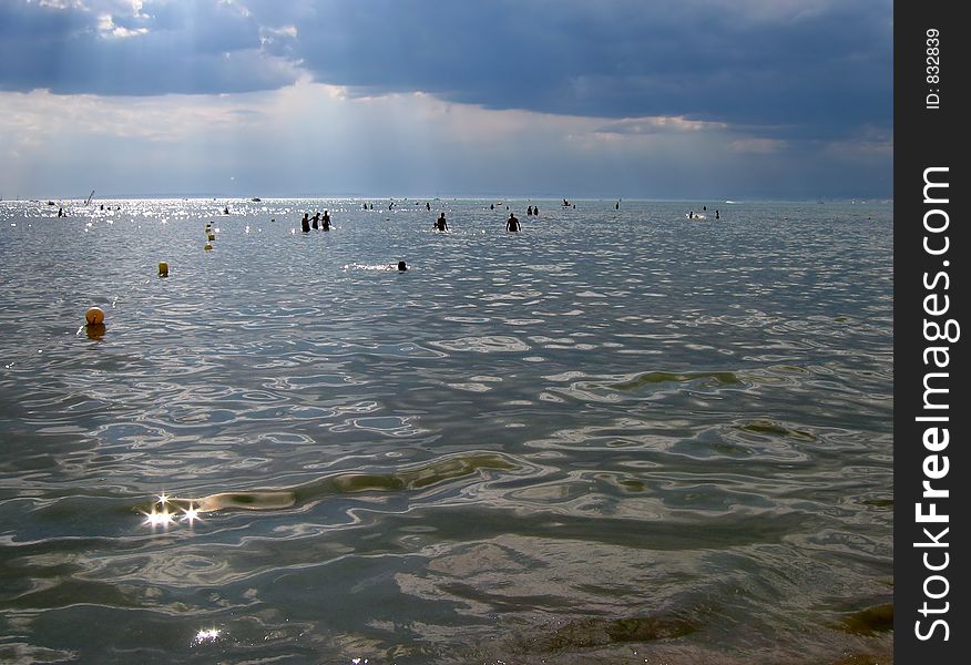 Stormy skies over beach