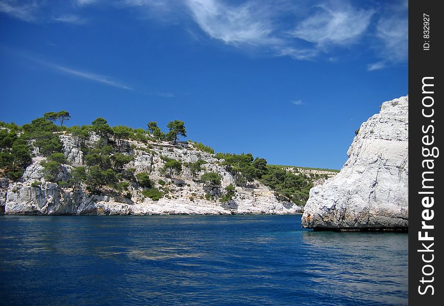 Calanque de cassis, on the french riviera, on a beautiful summer mistral day