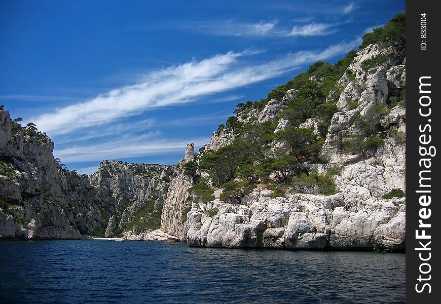 Calanque de cassis, near marseille on the french riviera, on a beautiful summer mistral day