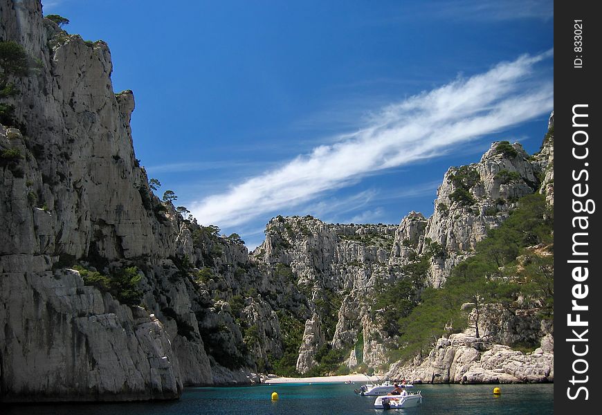 Calanque de cassis, on the french riviera, on a beautiful summer mistral day