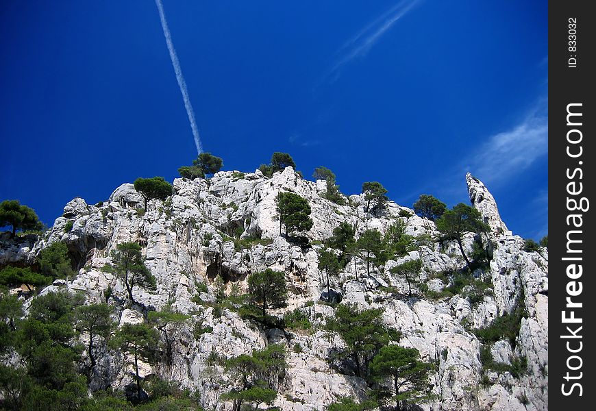 French riviera coastline, near marseille, on a beautiful summer mistral day