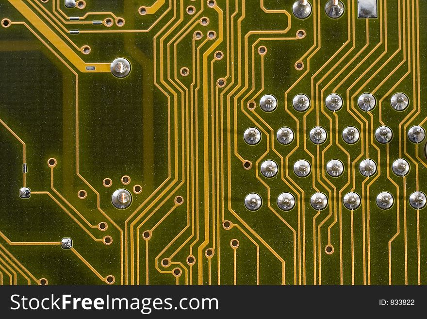 Close-up of a printed circuit board. Great as a technological background.