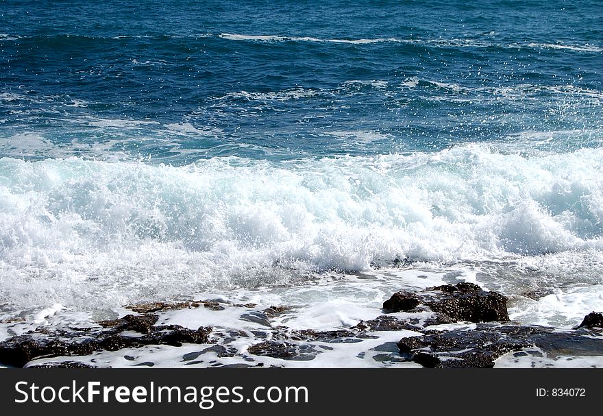 Sea spray as viewed from cala blanca. Sea spray as viewed from cala blanca