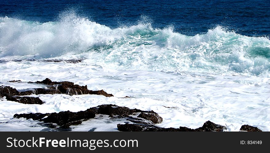 Sea spray as viewed from cala blanca. Sea spray as viewed from cala blanca