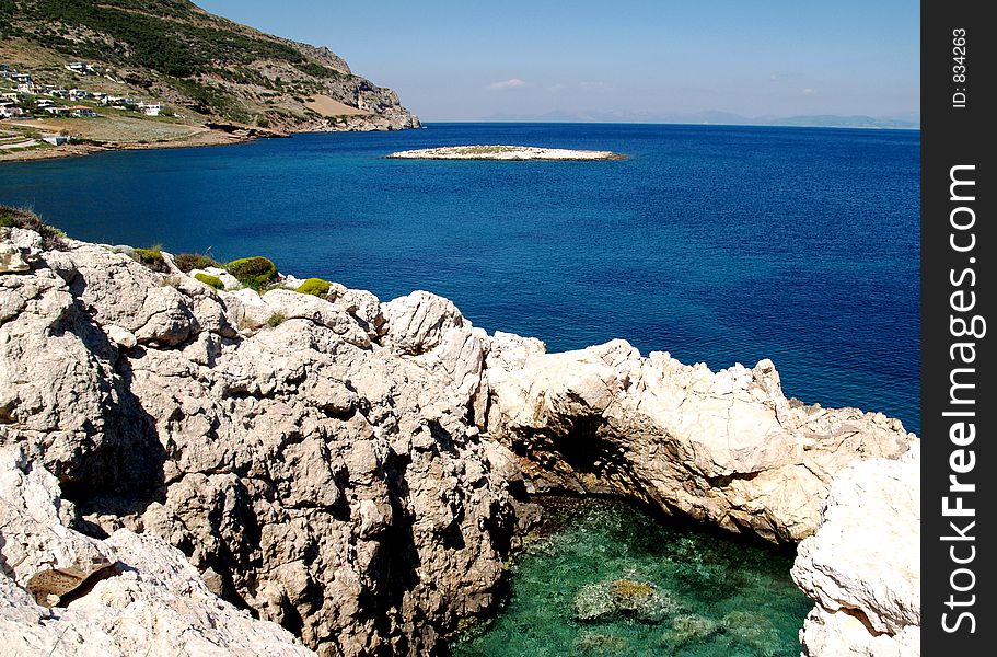 VIEW FROM THE KAKI THALASSA BEACH. VIEW FROM THE KAKI THALASSA BEACH