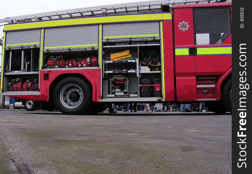 A fire engine on display at a local gala. A fire engine on display at a local gala.