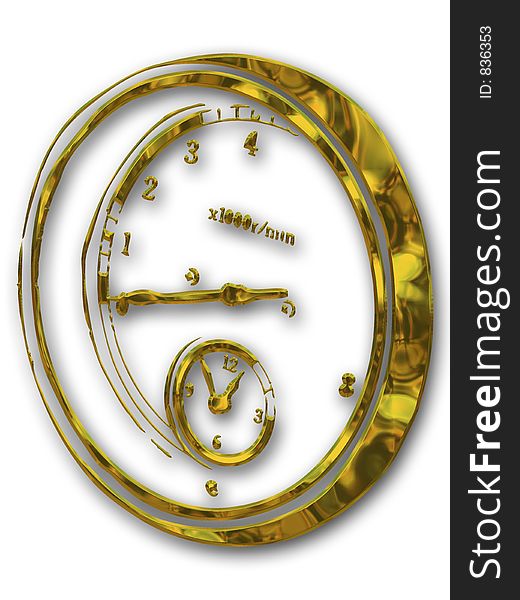 Metal effect speedometer with clock. Metal effect speedometer with clock