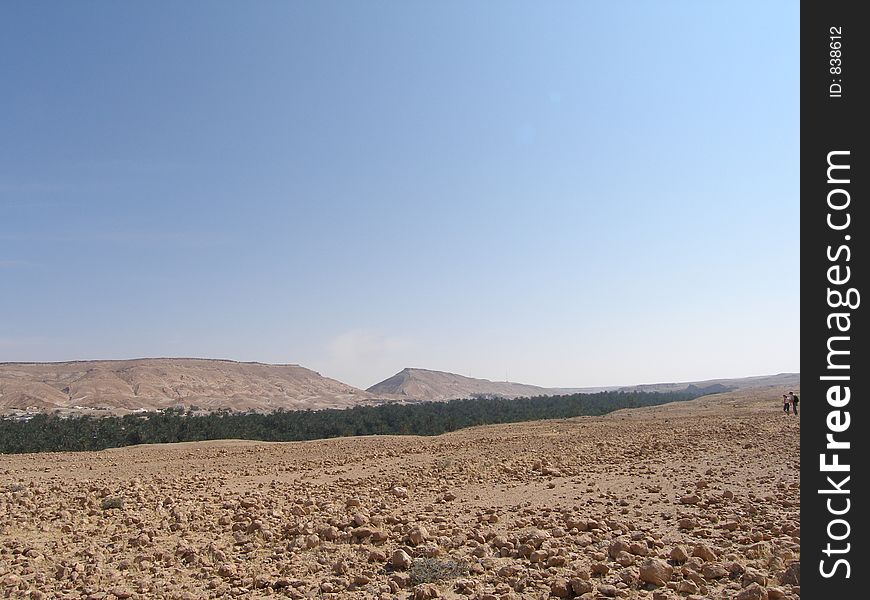 Oasis and mountain area in Tunisia