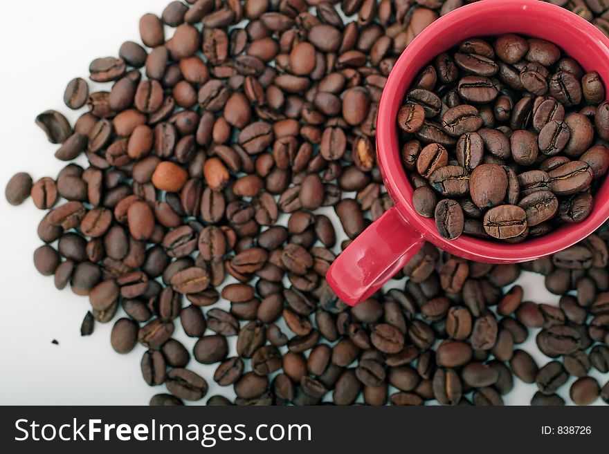 Coffee beans and mug