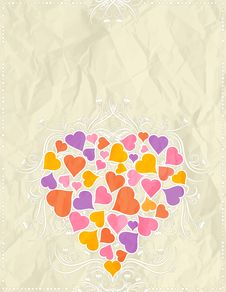 Greetings Card With Pink Heart, Vector Royalty Free Stock Image Greetings Card With Pink Heart, Vector Royalty Free Stock Image