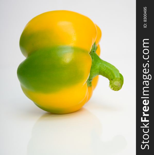 The Bulgarian pepper close up on white