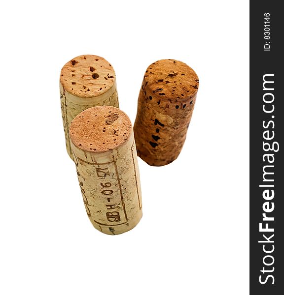 Three corks isolated on white.
