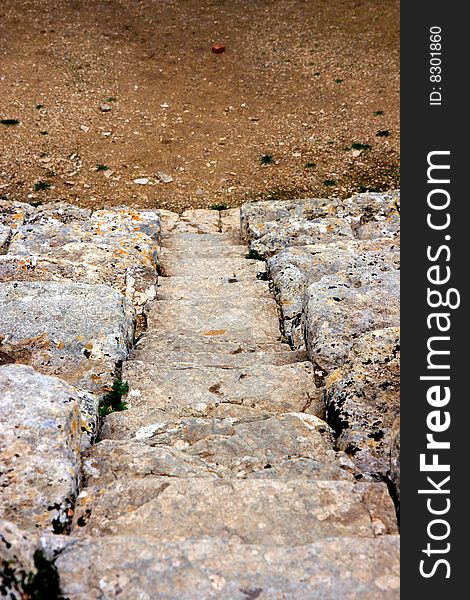 Segesta's Greek theather scene & strairs Ancient Architecture. Italy, Island of Sicily. Segesta's Greek theather scene & strairs Ancient Architecture. Italy, Island of Sicily