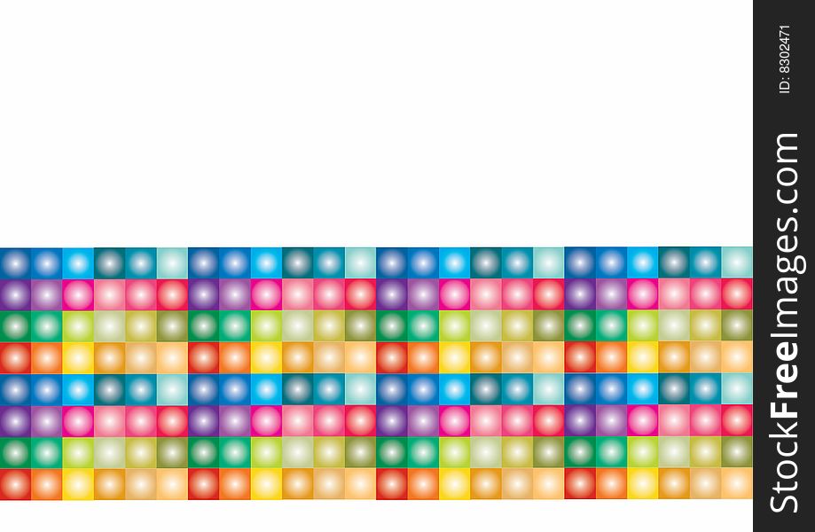 Abstract background with colorful bright squares isolated on white