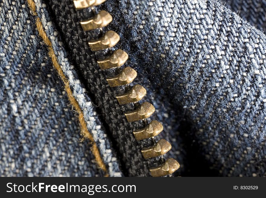 Blue jeans with zipper