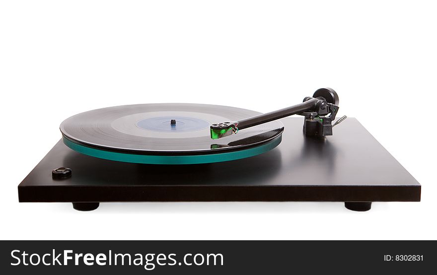 Classic model of turntable isolated on white. Classic model of turntable isolated on white
