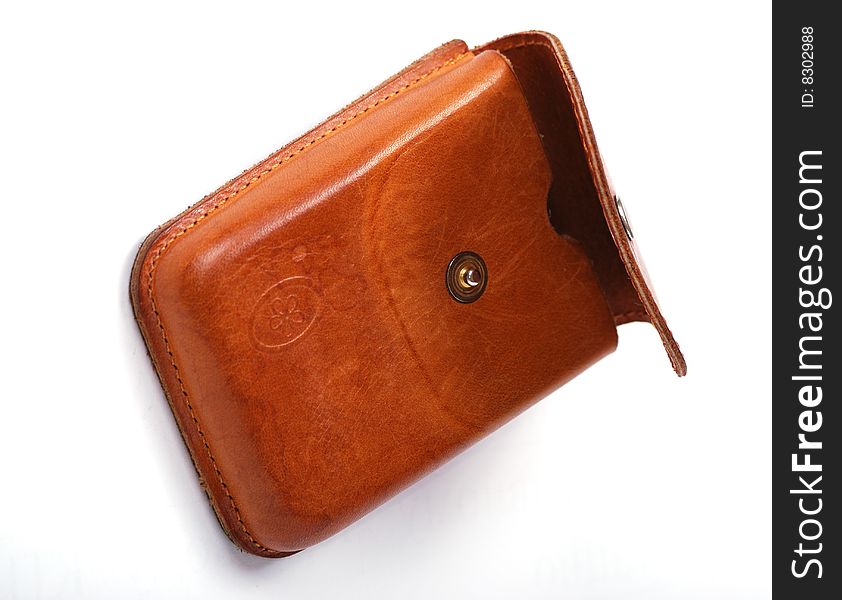 Brown cover from a skin for storage of accessories. Brown cover from a skin for storage of accessories