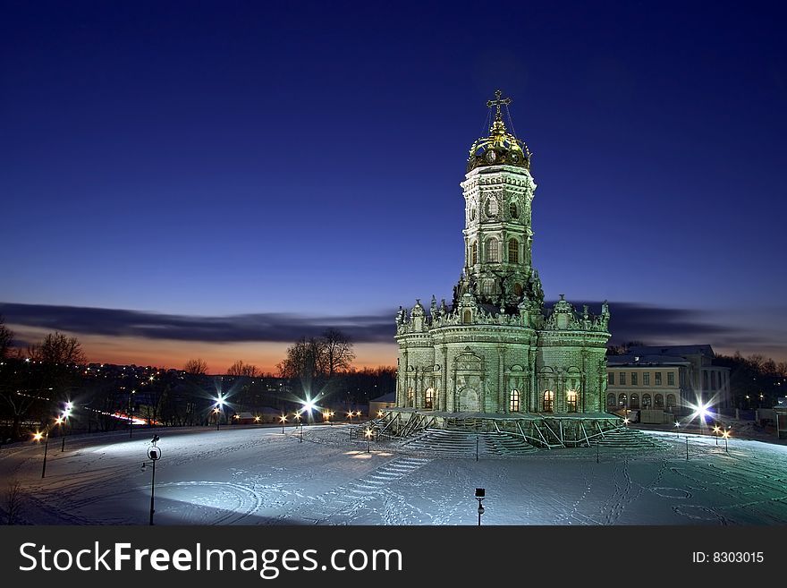 A church in Dubrivici near Moscow. Russia