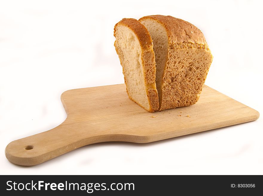 Slicing bread isolated on white
