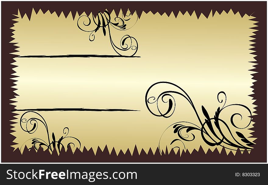 Gold Banner With Floral Elements