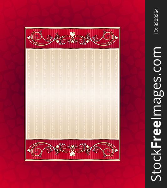 Red background with red hearts, vector illustration. Red background with red hearts, vector illustration