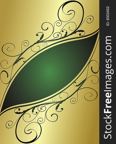 Green and gold background for text (vector)