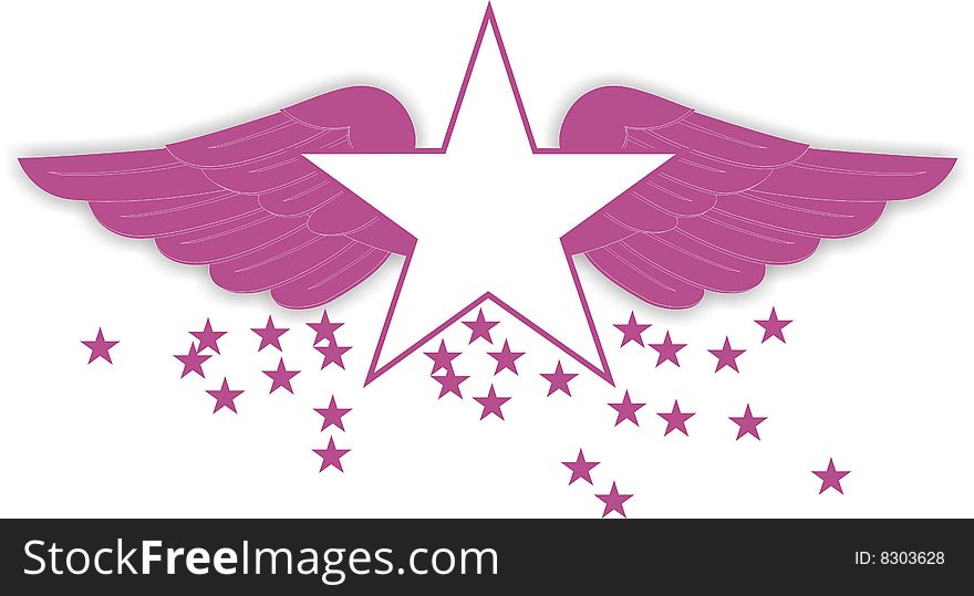 Purple star with wings - illustrations