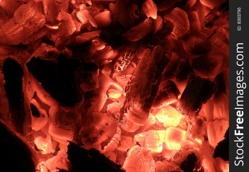 Hot coals on the barbecue night