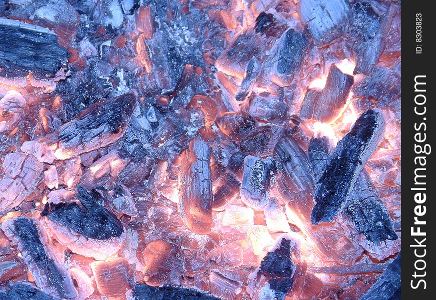 Hot coals on the barbecue