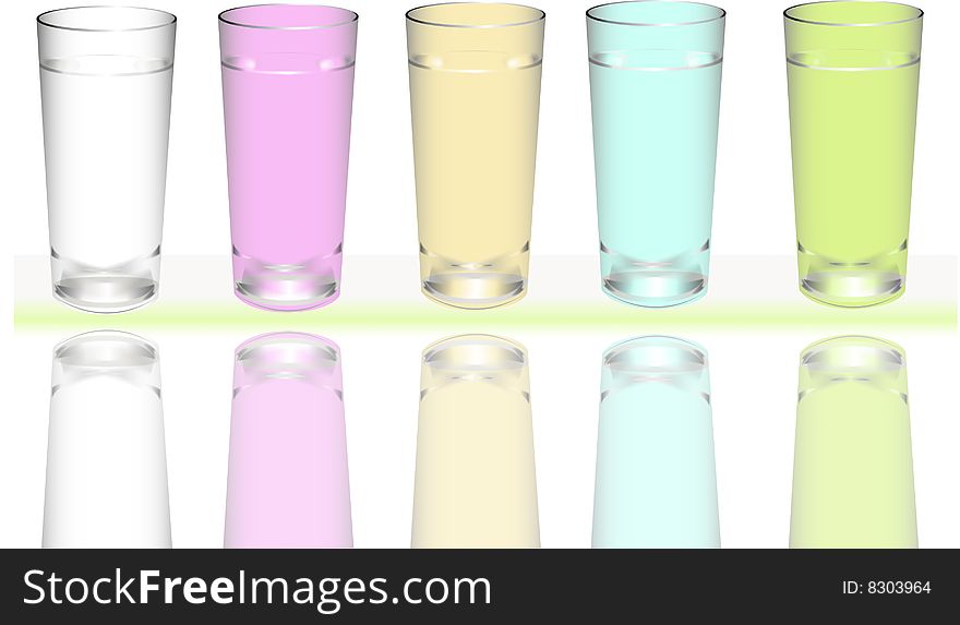 Illustration of glasses different colors