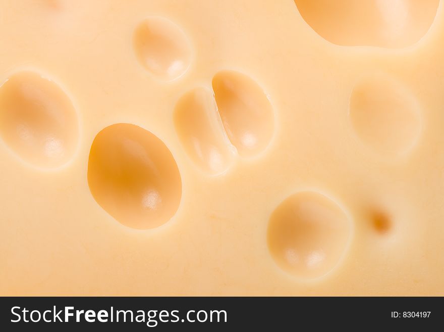 Close-up cheese with holes texture