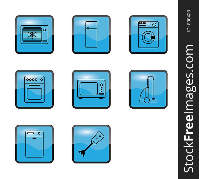 Vector illustration blue Kitchen Home appliances. Vector illustration blue Kitchen Home appliances