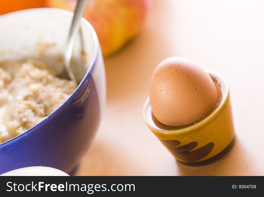 Hard boiled egg and breakfast