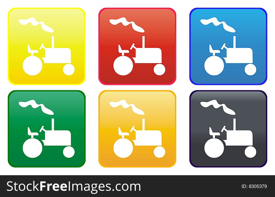 Tractor web button - computer generated image. Tractor web button - computer generated image