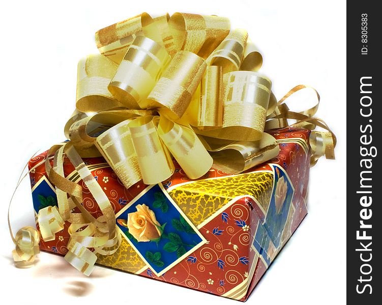 Beautiful gift with golden ribbon
