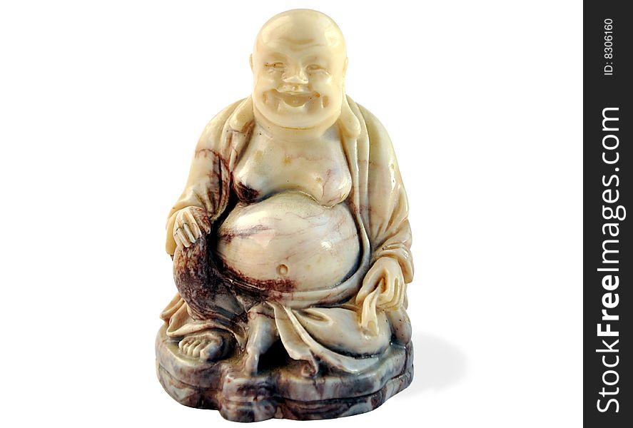 Figurine  of Laughing Buddha  isolated over white with clipping path. Figurine  of Laughing Buddha  isolated over white with clipping path.
