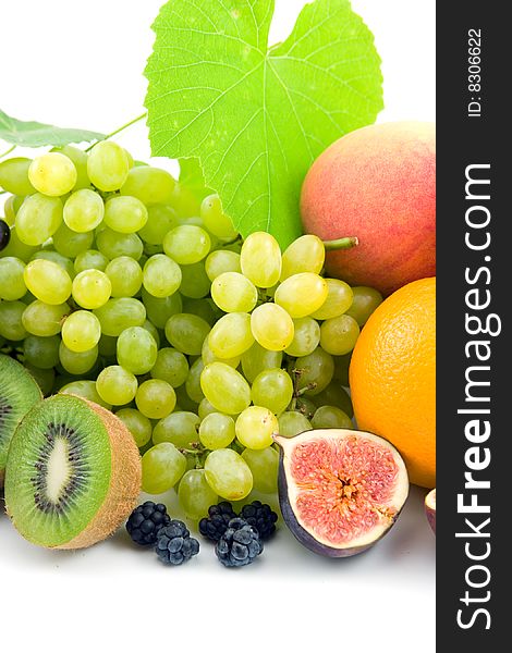 Fresh fruits  isolated on a white background