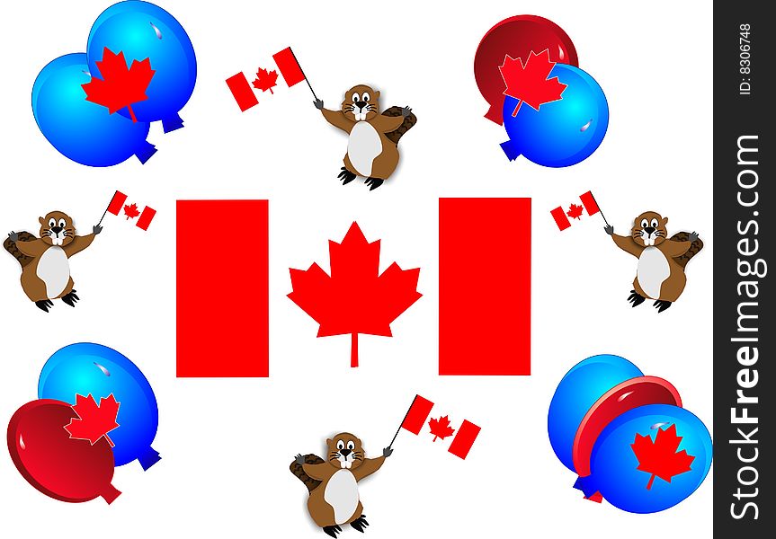 Celebrating Candian holidays, with the flag, national emblem and having fun. Celebrating Candian holidays, with the flag, national emblem and having fun