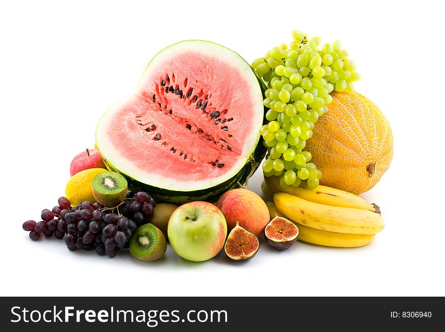 Fresh fruits  isolated on a white background