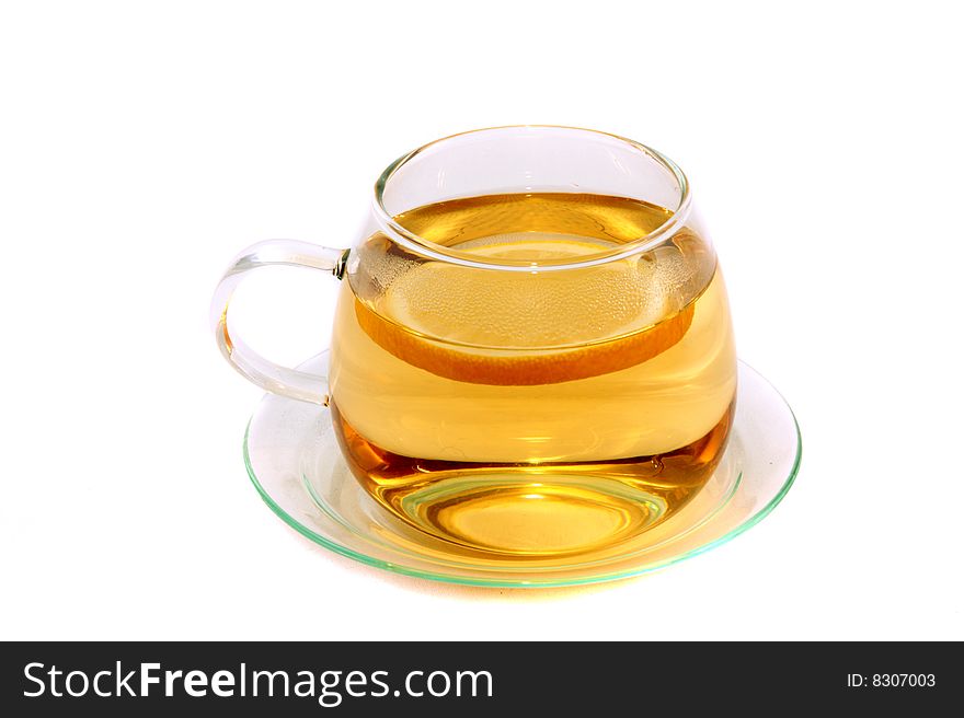 Cup of tea in white background